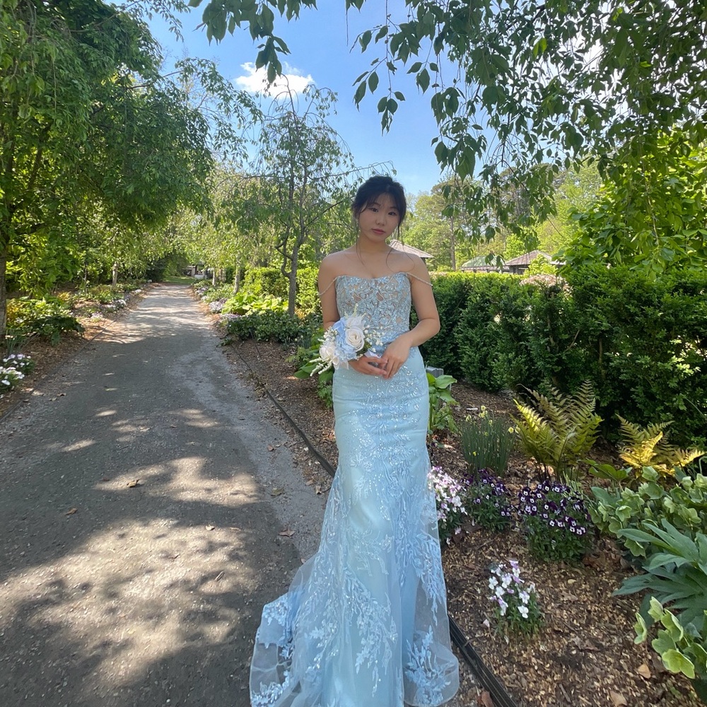 Elegant Light Blue Lace Dress PROM